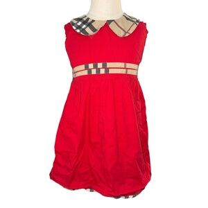 Burberry Red Plaid Collar Kids Dress